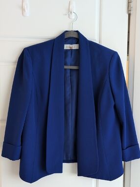 Kasper Women's Open-Front Blue Cobalt Blue Blazer